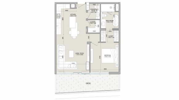 Apartment floor plan, 1 bedroom in Isolana Residences No. 11008 (2D)