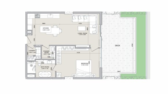 Apartment floor plan, 1 bedroom in Isolana Residences No. 11007 (2D)