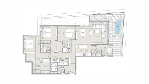 Apartment floor plan, 3 bedrooms in Isolana Residences No. 11012 (2D)