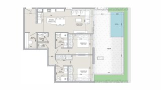 Apartment floor plan, 2 bedrooms in Isolana Residences No. 11010